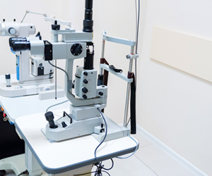 Modern opthalmological laser used for eye surgery on table
